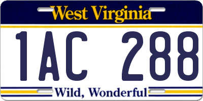 WV license plate 1AC288