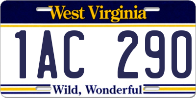 WV license plate 1AC290