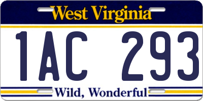 WV license plate 1AC293