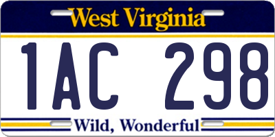 WV license plate 1AC298