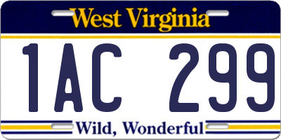 WV license plate 1AC299