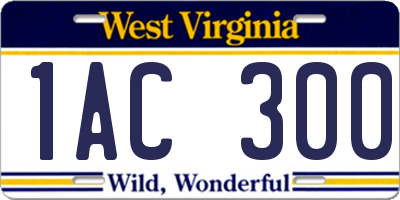 WV license plate 1AC300