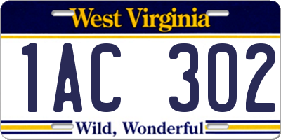 WV license plate 1AC302
