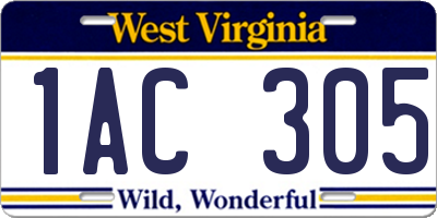 WV license plate 1AC305