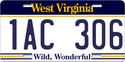 WV license plate 1AC306