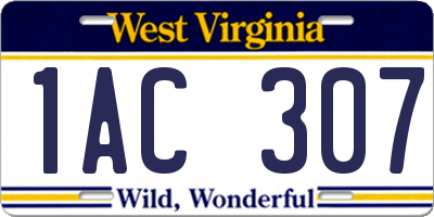 WV license plate 1AC307