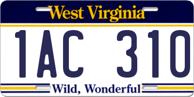 WV license plate 1AC310
