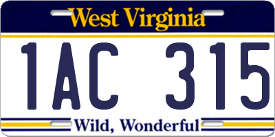 WV license plate 1AC315