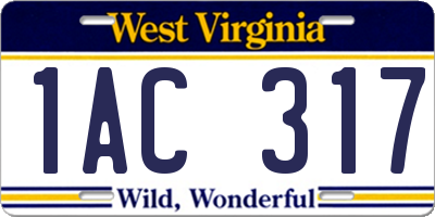 WV license plate 1AC317