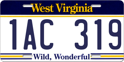 WV license plate 1AC319