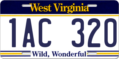 WV license plate 1AC320