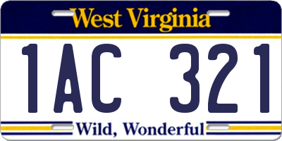WV license plate 1AC321