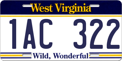 WV license plate 1AC322