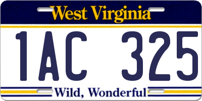 WV license plate 1AC325