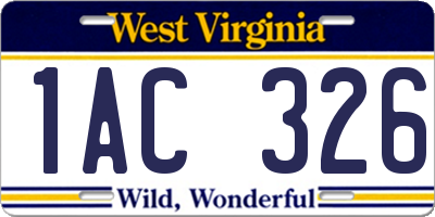 WV license plate 1AC326
