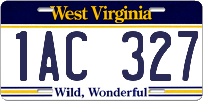 WV license plate 1AC327