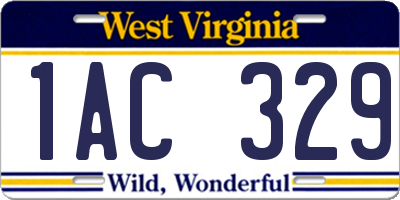 WV license plate 1AC329