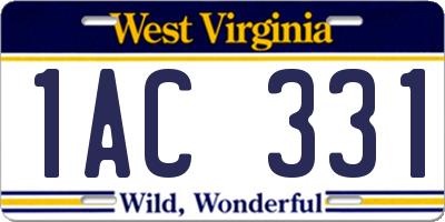 WV license plate 1AC331