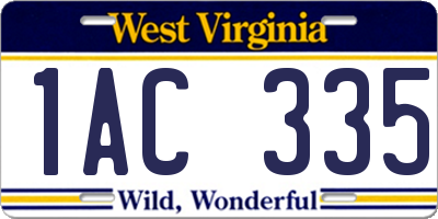 WV license plate 1AC335