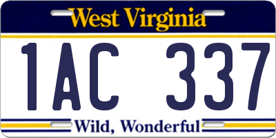 WV license plate 1AC337