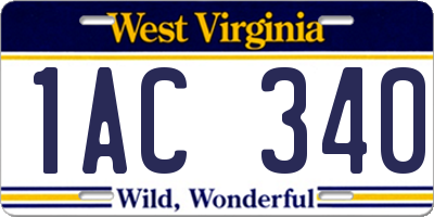 WV license plate 1AC340