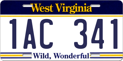 WV license plate 1AC341