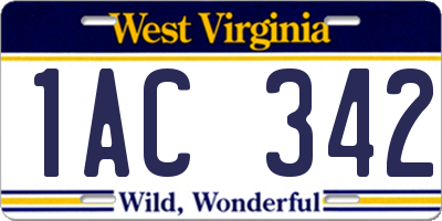 WV license plate 1AC342
