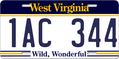 WV license plate 1AC344