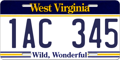 WV license plate 1AC345