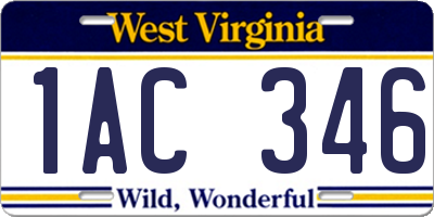 WV license plate 1AC346