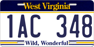 WV license plate 1AC348