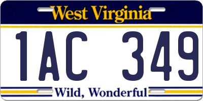 WV license plate 1AC349