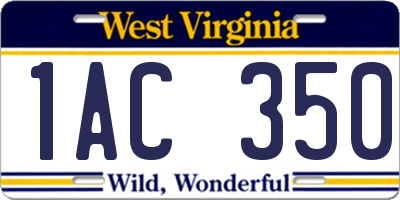 WV license plate 1AC350