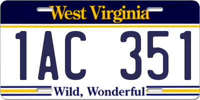 WV license plate 1AC351