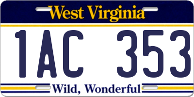 WV license plate 1AC353