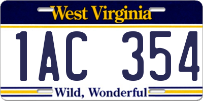 WV license plate 1AC354