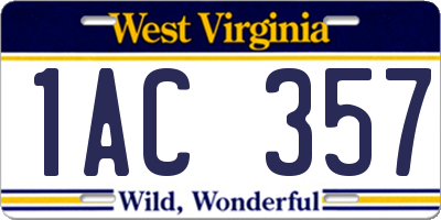 WV license plate 1AC357