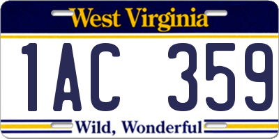 WV license plate 1AC359