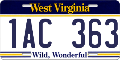 WV license plate 1AC363