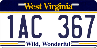 WV license plate 1AC367