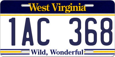 WV license plate 1AC368