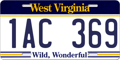 WV license plate 1AC369