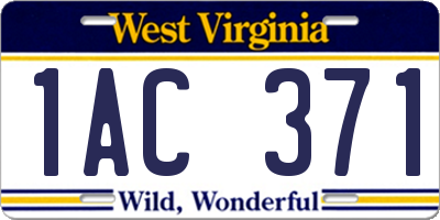 WV license plate 1AC371