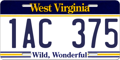 WV license plate 1AC375