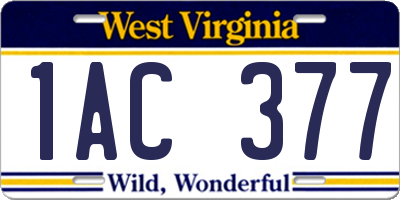 WV license plate 1AC377