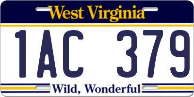 WV license plate 1AC379