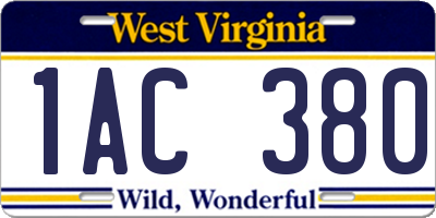 WV license plate 1AC380