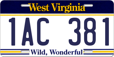 WV license plate 1AC381