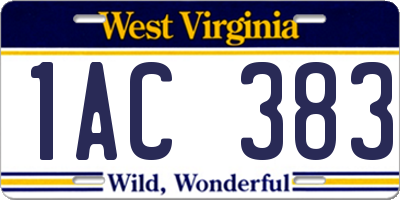 WV license plate 1AC383