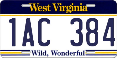 WV license plate 1AC384